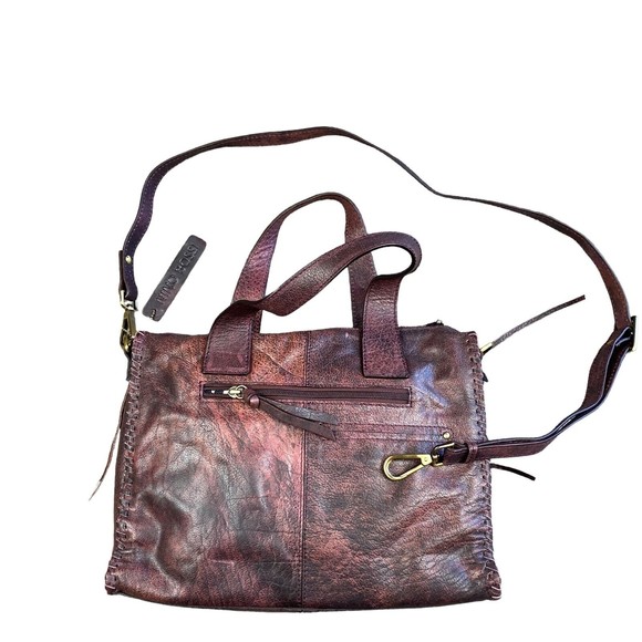 Nino Bossi Large Burgundy Leather Hobo Shoulder Tote Womens Handbag - Picture 1 of 12